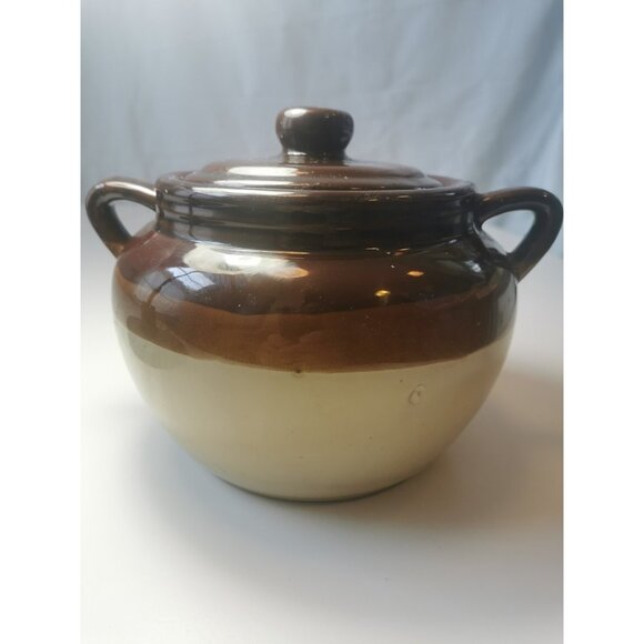 Crock Stoneware Bean Pot Vintage Double Handle Made in Taiwan Heavy Duty 1.09KG - Picture 4 of 9